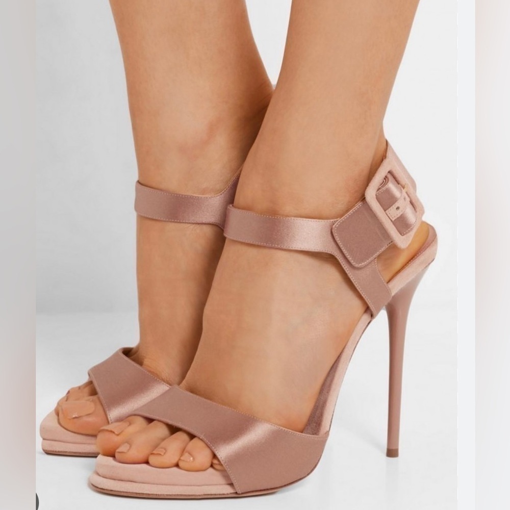Paul Andrew “Kalida” Satin Sandals in neutral size 11